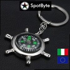 Portachiavi Idea Regalo a Forma di Timone con Bussola Magnetica Funzionante