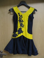 Tanzkleid Latein Turnierkleid Mädchen Gr.142 dunkel blau/gelb gebraucht