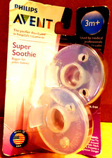 Philips Avent Super Soothie Pacifiers Set of 2 in Pkg. Infant 3 m NEW