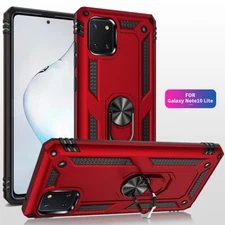 For Samsung Galaxy Note 10 Lite Shockproof Case Armor Ring Cover +Tempered Glass