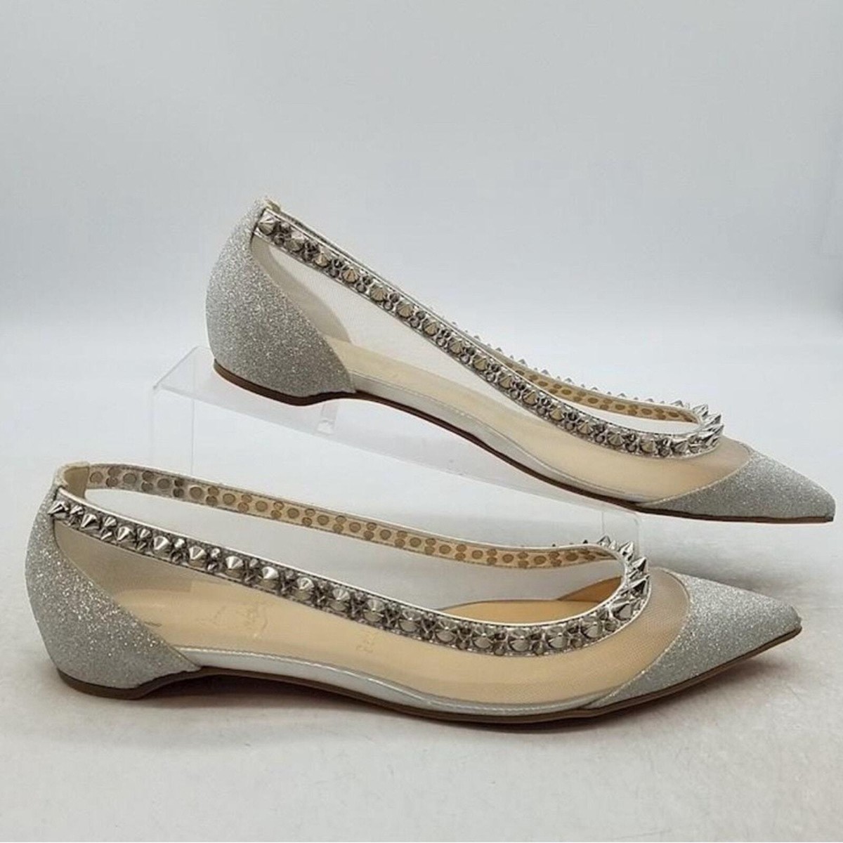 Christian Louboutin Size Galativi Spikes Ballet Flats Mesh