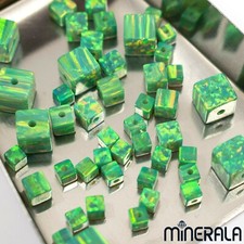GREEN SYNTHETIC LAB CREATED OPAL CUBE LOOSE BEADS 3mm-6mm FULL DRILL WP002A8