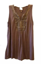 Knox Rose M Womens Bohemian Sleeveless Top Sequined Hippie Lavender 