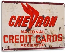 Cheveron Gasoline Gas Station Dealer Oil Retro Vintage Wall Decor Metal Tin Sign