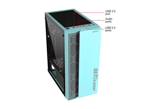 DIYPC Green USB 3.0 Steel Tempered Glass ATX Mid Tower Gaming Computer PC Case - Picture 6 of 12