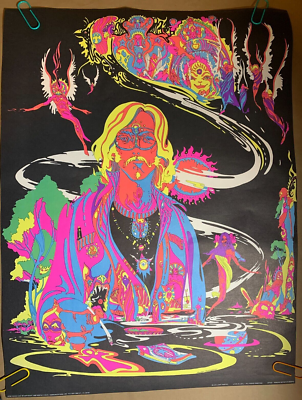 RIDING EASY VINTAGE 1969 HEADSHOP BLACKLIGHT POSTER By WESPAC