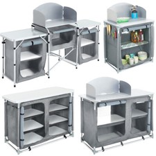 Outdoor Collapsible Camping Table Picnic Kitchen Stand Storage Unit Cook Station