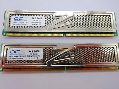 OCZ Platinum Revision 2 2GB (2x1GB) DDR2 OCZ2P800R22GK PC2 6400 4-4-4-15 #R1714 - Bild 1 von 2