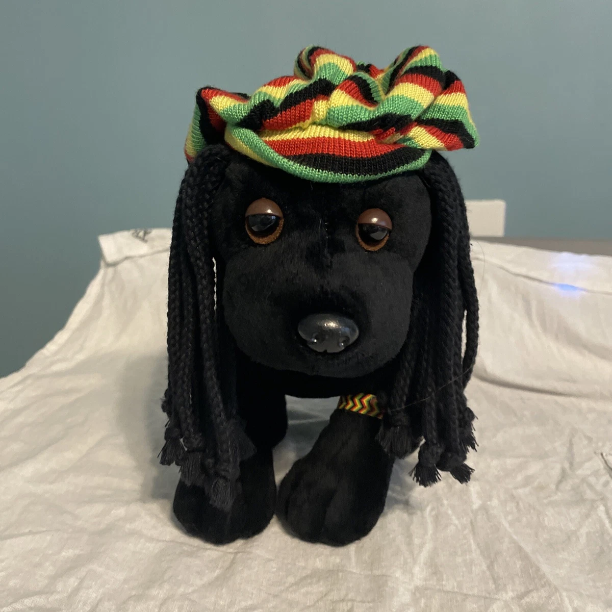 Webkinz Rockerz Dog Black Lab Plush Dreadlocks Island Rhythm Ganz