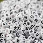 300Pcs Acrylic SINGLE LETTER A-Z White Square ALPHABET Spacer Beads 6MM 7MM