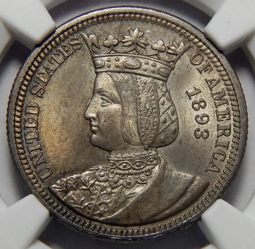 1893 NGC MS66 ISABELLA COMMEMORATIVE SILVER QUARTER