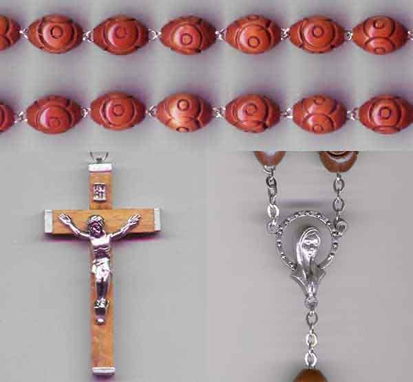 Carved Wood Wall Rosary - Made in Italy - Bonus St Anthony Relic Medal