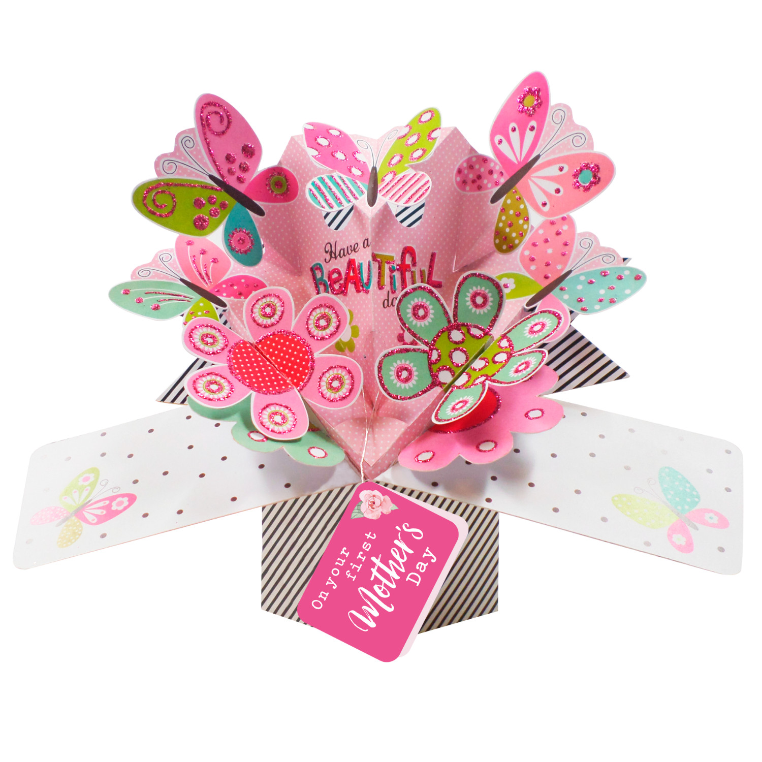 On Your First Mother's Day Butterfly Pop Up Card New Mum Greeting Card