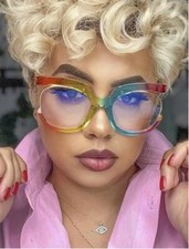2024 Ins Rainbow Frame Fashion Retro Round Anti Blue Light Women Glasses Vintage