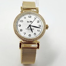 Coach Madison Ladies' Gold Plated Stone Set Mesh Bracelet Watch 14502652