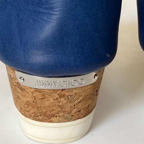 Jimmy Choo Blue Watersnake Ankle Strap Cork Sandals Women’s Size 42 US 12 - Picture 17 of 21