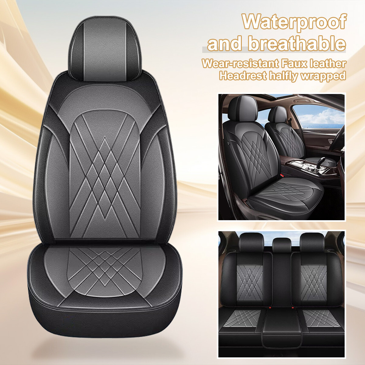 Breathable Full Set Car 5-Seat Cover Pad Faux Leather For Cadillac SRX 2010-2016