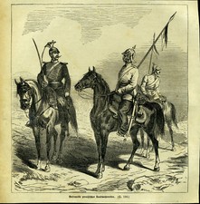 Patrol Prussian Landwehrreiter - book cutout 1870-wood engraving