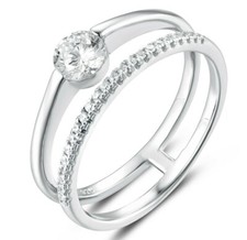 925 Sterling Silver Round Wedding Band CZ Engagement Ring 2in1 Size 3-14 ML4783