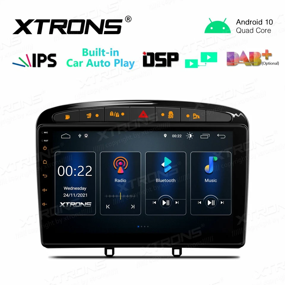 AUTORADIO ANDROID 10 STEREO AUTO PEUGEOT 308 408 RCZ 2007-2015 WIFI NAVIGATORE - Immagine 2 di 4