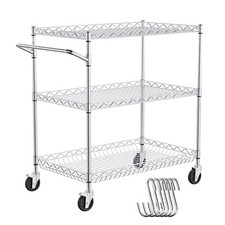 VEVOR Carrello Multiuso 3 Ripiani Carrello su Ruote 6 Ganci Carico max. 300kg