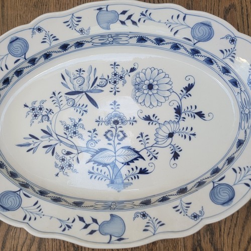 HUGE Antique MEISSEN 21"Blue Onion (Crossed Swords) Large Oval Platter - Picture 6 of 12
