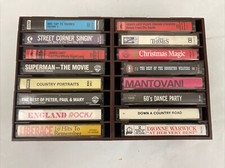 16 Vintage Cassette Tapes with Storage Case Mixed Artists/Genre  s Lot Tested