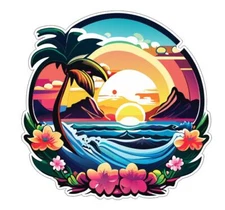 Tropic Tropical Beach Surf Sticker A18
