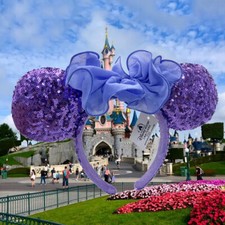 DisneyParks Purple Hydrangea Blue Iris Minnie Ears Sequin Headband Gift 2026