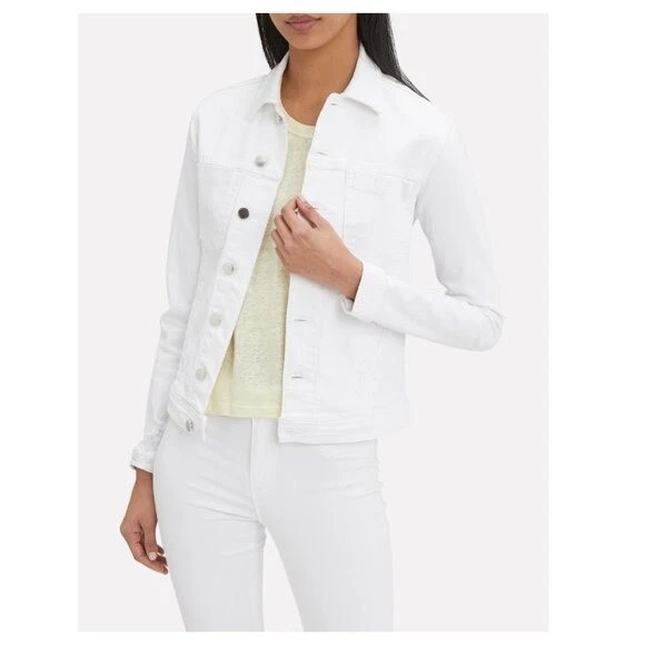L'Agence Giacca Donna Celine Denim Manica Lunga Bianco Distruct Wash Bianco X Small