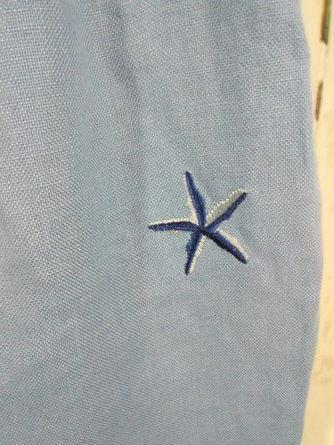 Talbots Irish Linen Pants Womens 10 Blue Embroidered Seashell Nautical Beach - Picture 5 of 10