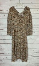 Entro Boutique Dress Women's L Large Brown Floral Fall Long Maxi Dress New Tags