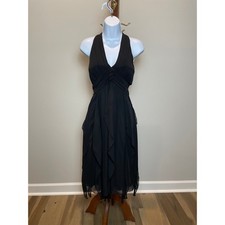 Sangria Halter Dress Size 14 Black Handkerchief Hem