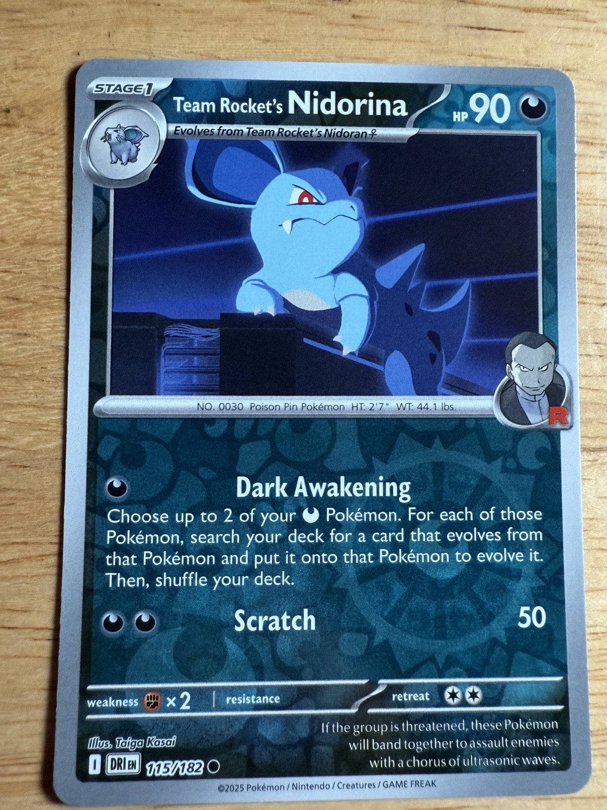 TEAM ROCKET'S NIDORINA 115/182 DESTINED RIVALS POKEMON (REVERSE HOLO, NM)