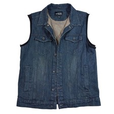 XXX Rude Men Denim Trucker Vest Blue Dark Wash Sleeveless Jacket Punk Grunge S