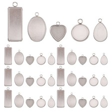 60 Pcs Pendant Tray Set Bezel Setting Settings for Jewelry Making