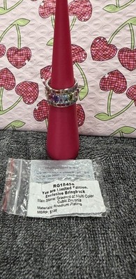 Bomb Party Gradient Of Multi Color Stones Rhodium Sz 8  You Are Limited Edition 