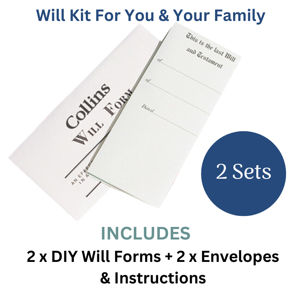 2 X DIY Will Forms KIT Collins Australian Will Pack Will Kit With Envelope & Ins