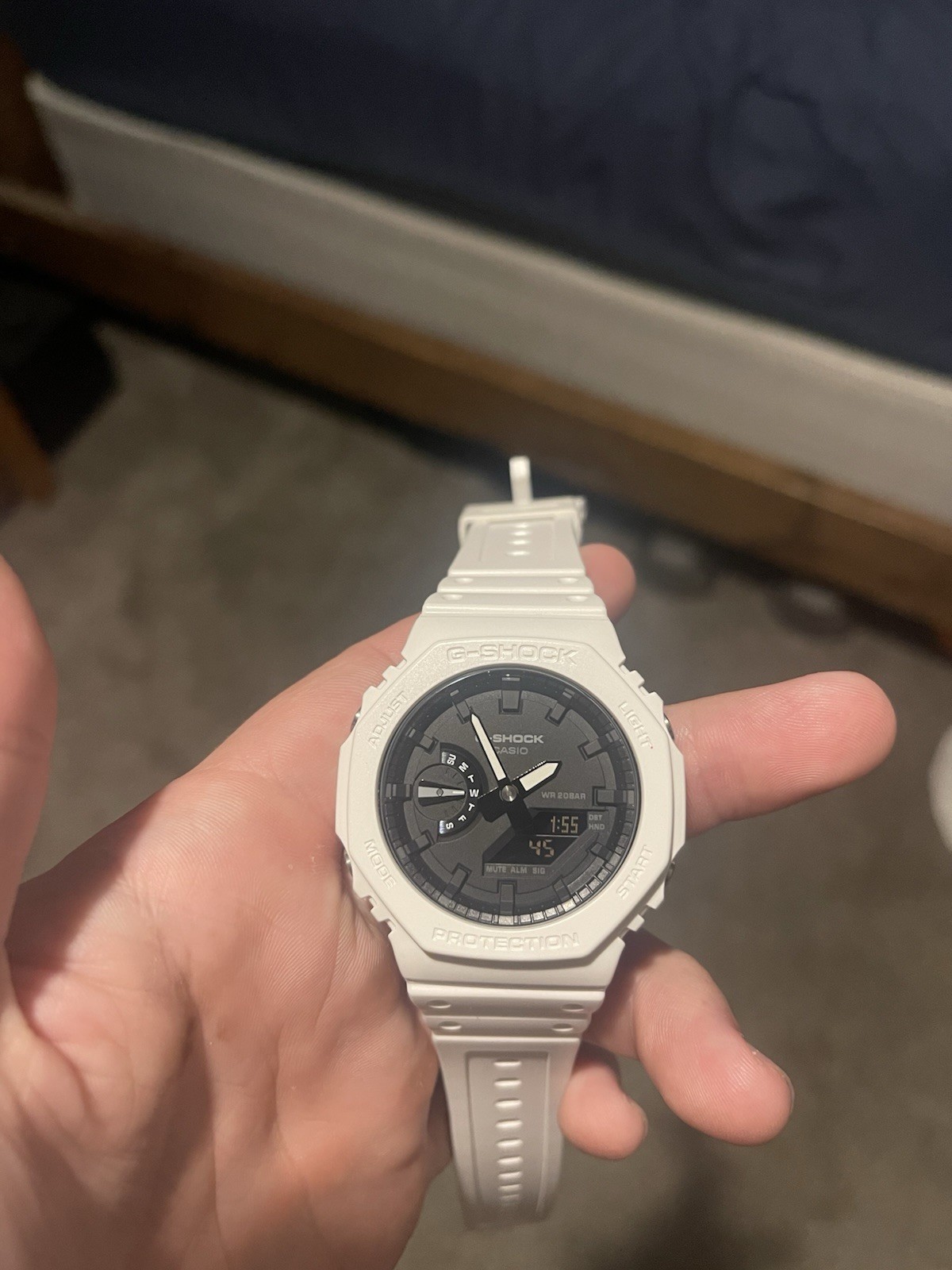 Casio G-Shock GA2100-7A Men's White Band Black Dial Watch