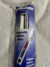 Vintage GRABOBBIN 8" Magnetic Sewing Wood Bobbin Holder w/ Metal Bobbin NOS