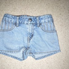 Vintage Y2K Levis Shorts Girls 6 Blue Light Wash Denim Adjustable Waist Sporty