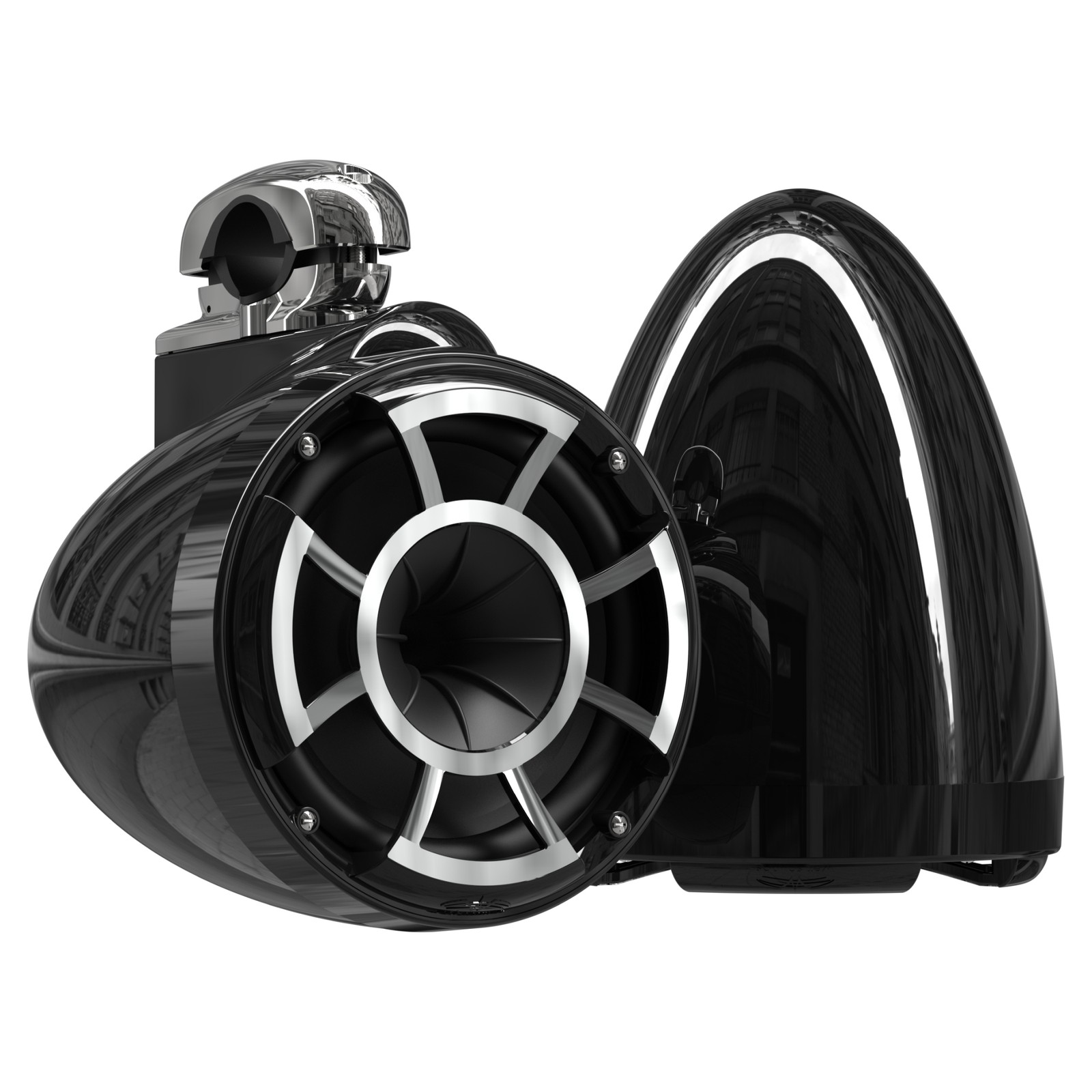 Wet Sounds REV8 Black 8" Towers Mini Fixed Clamps Fits 1" to