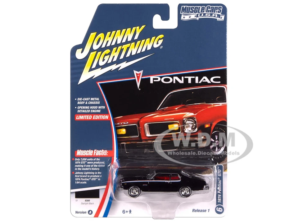 1974 PONTIAC GTO STARLIGHT BLACK 1/64 CAR BY JOHNNY LIGHTNING JLMC034-JLSP386 A - Image 4 of 4