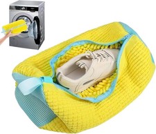 Shoe Washing Bag for Washing Machine,Fluffy Fibers Keep 360  Wrap 1PC Yellow