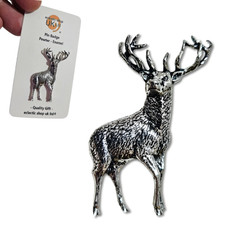 Standing Stag Pewter Pin Deer Badge Brooch Emperor Stag Hat Tie Lapel Jewellery