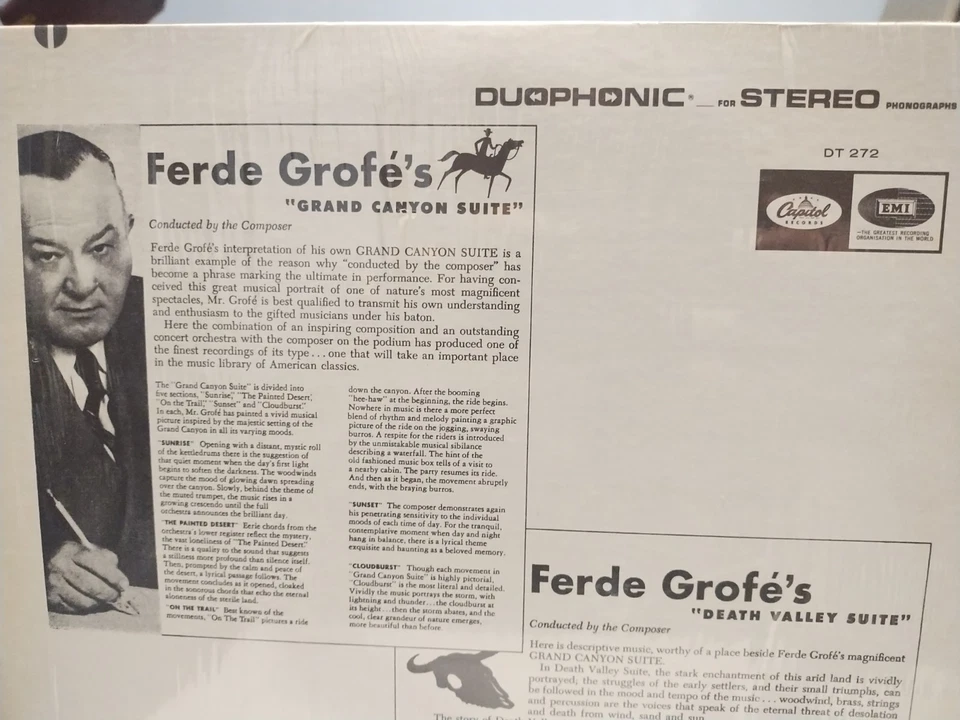 FERDE GROFE Grand Canyon/Death Valley Suite SCARCE CAPITOL DUOPHONIC STEREO LP Foto 4 de 4