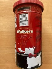 Vintage Walkers shortbread biscuit tin, red pillar box post box, empty