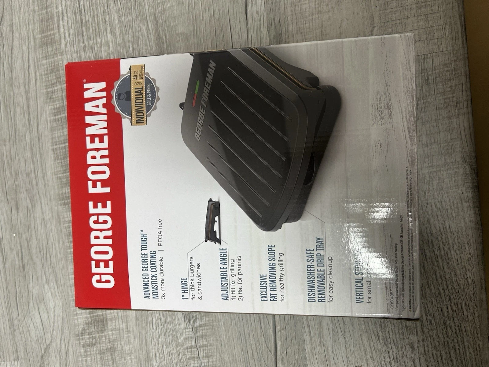 George Foreman Electric Indoor Grill Panini GRS040BZ