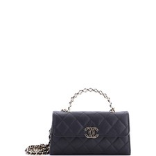 Chanel Top Handle Phone Holder with Chain Quilted Caviar