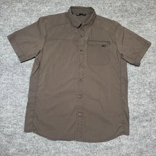 Arcteryx Shirt Full Button Short Sleeve Brown Taupe Men's Size Medium